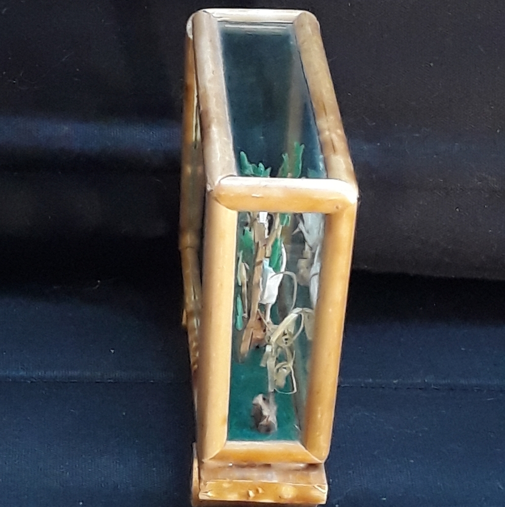Vintage Miniature Chinese 3D Cranes Landscape Glass Bamboo Diorama Display - Picture 6 of 12